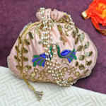 Ethnic Peacock Design Zari Work Women's Potli