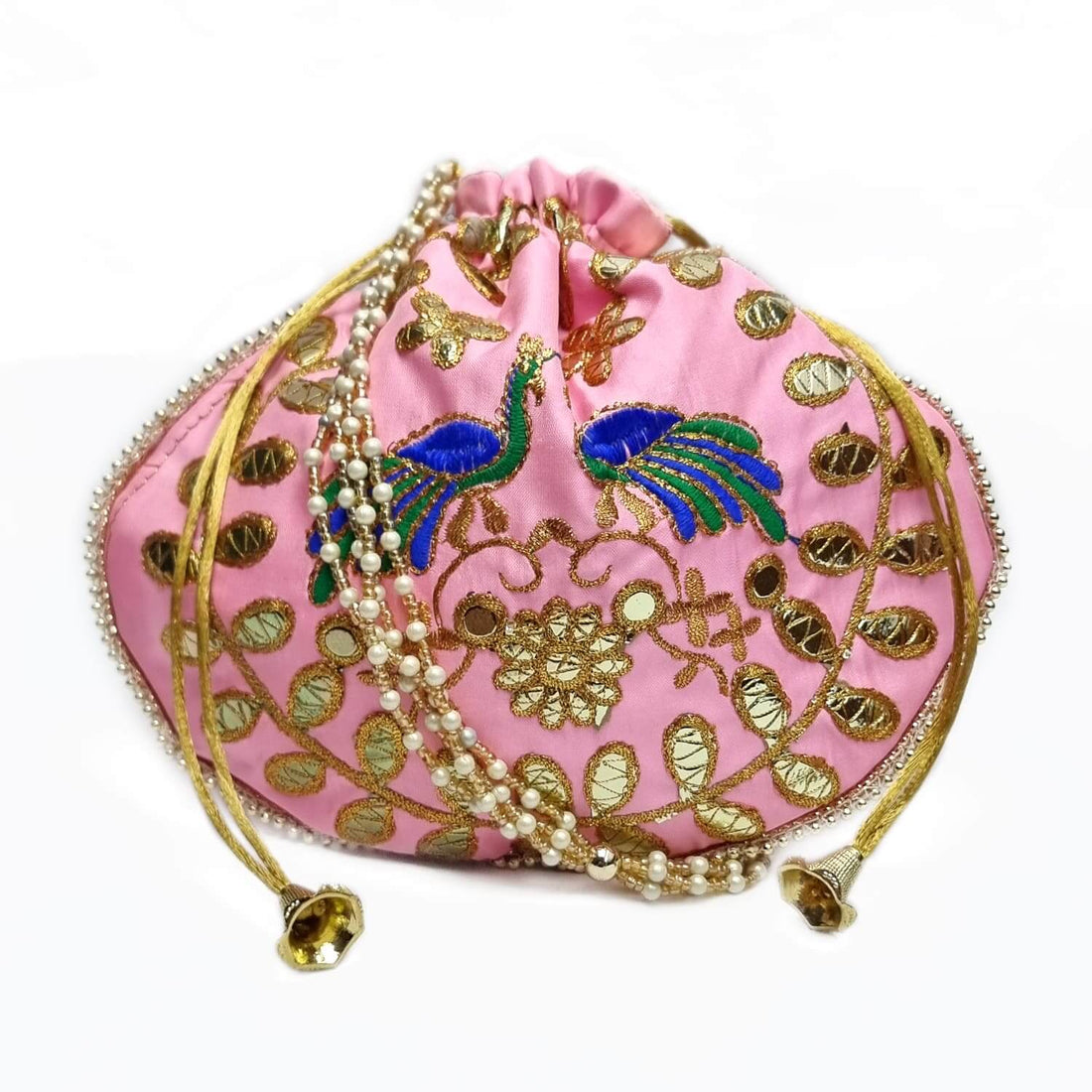 Ethnic Peacock Design Zari Work Women's Potli
