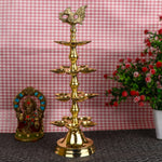 Brass 4 Step Panchmukhi Peacock Kerala Diya