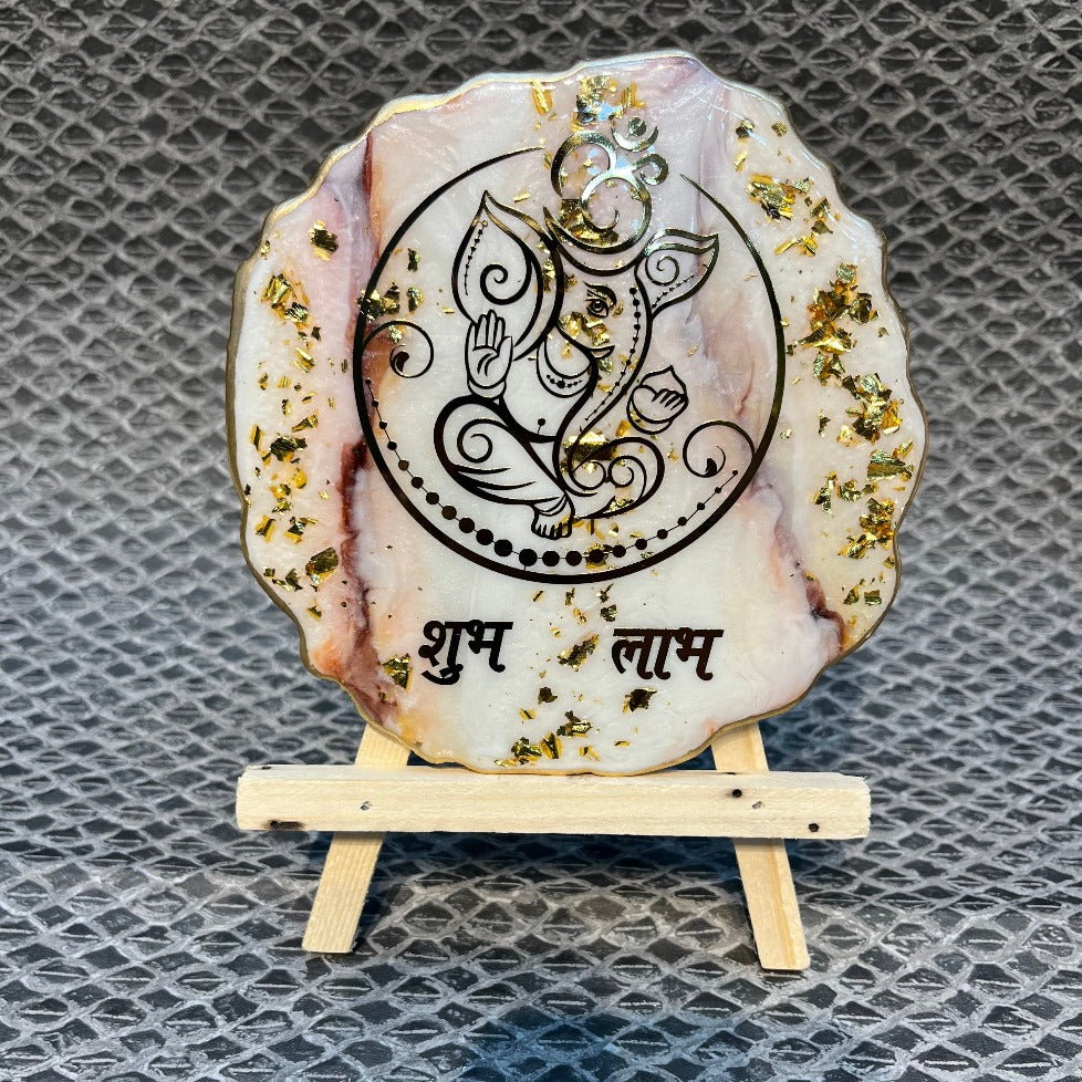 Decorative Ganesha Shubh Labh Frame With Stand Made With Epoxy