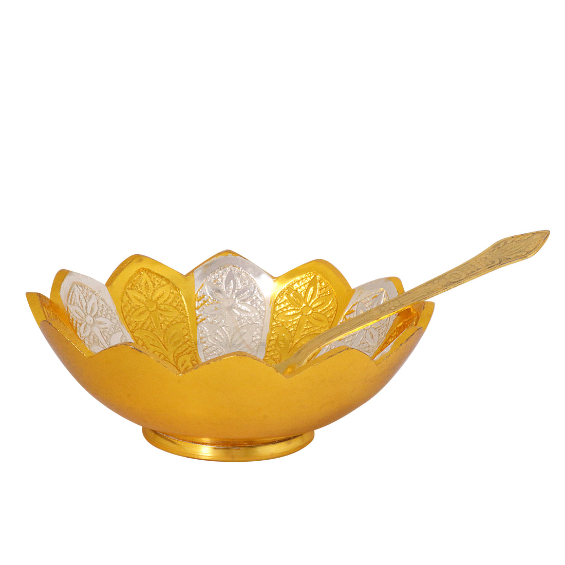 Decorative Embossed Silver Golden Flower Bowl