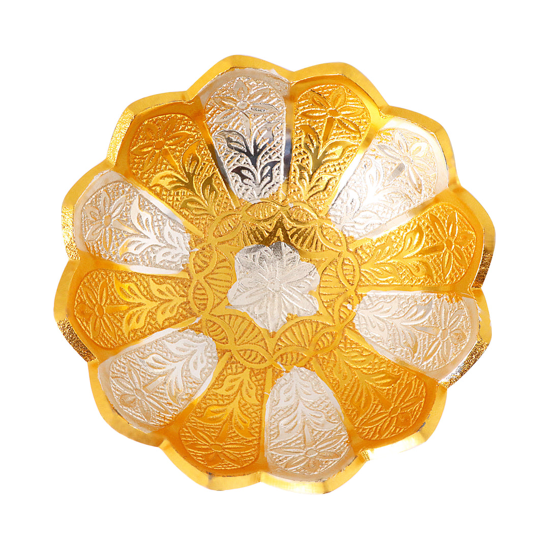 Decorative Embossed Silver Golden Flower Bowl