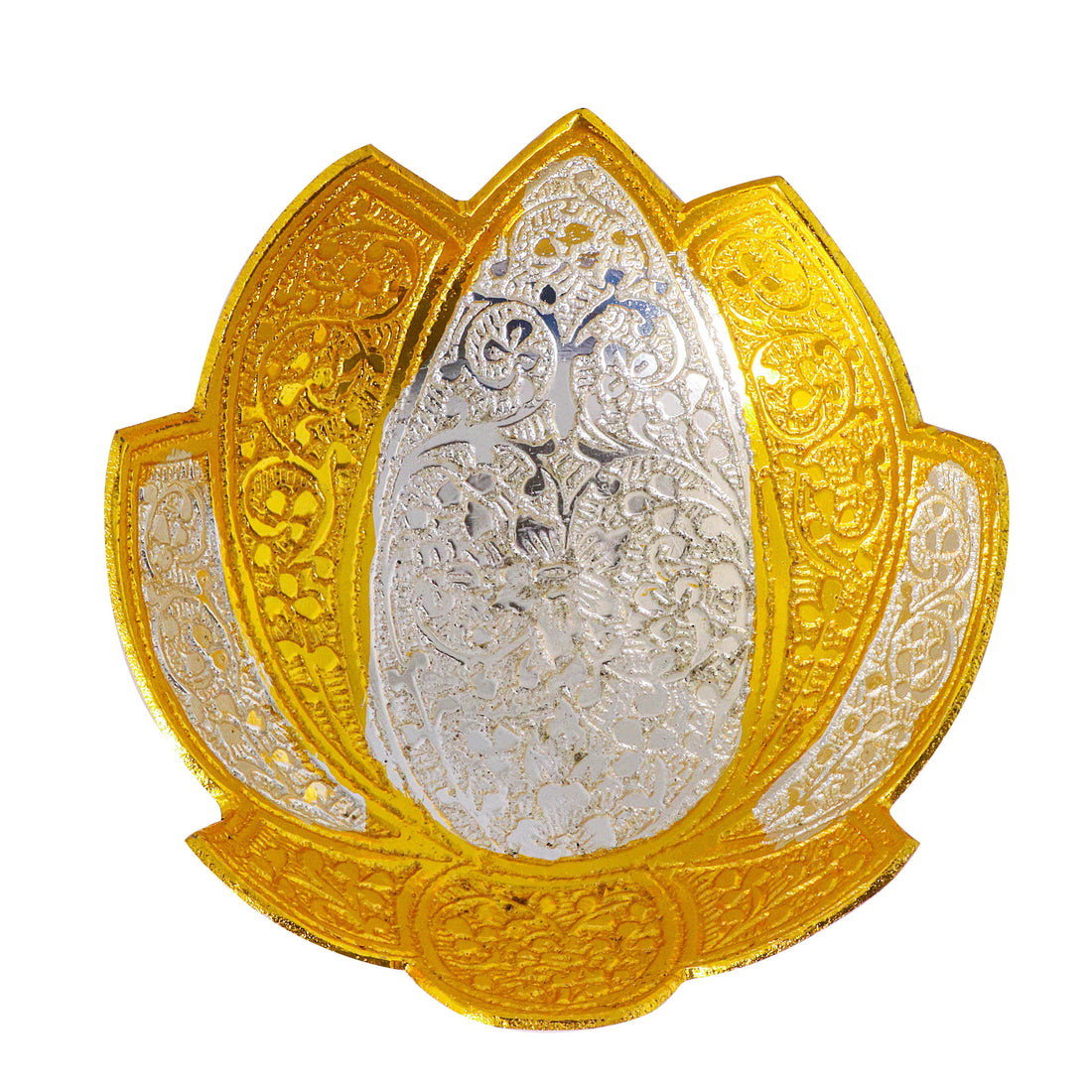Decorative Embossed Sliver Golden Lotus Bowl