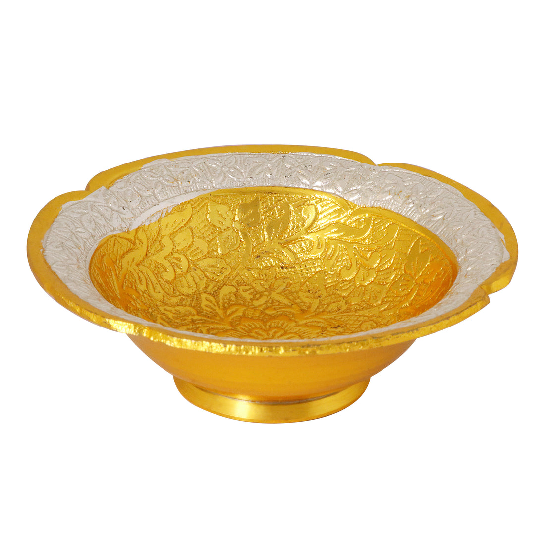 Decorative Embossed Four Face Golden Base Bowl