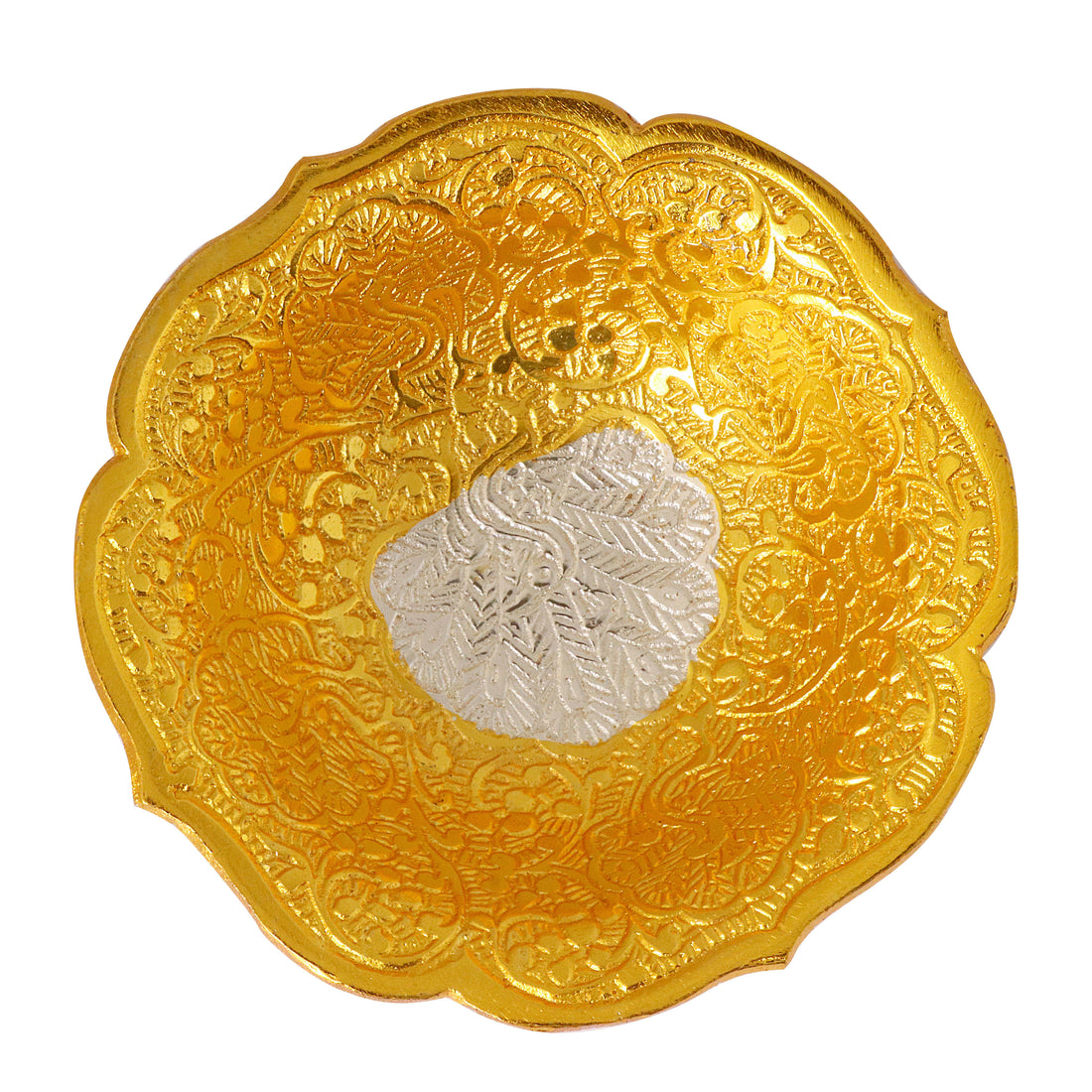 Decorative Embossed Four Face Silver Base Bowl