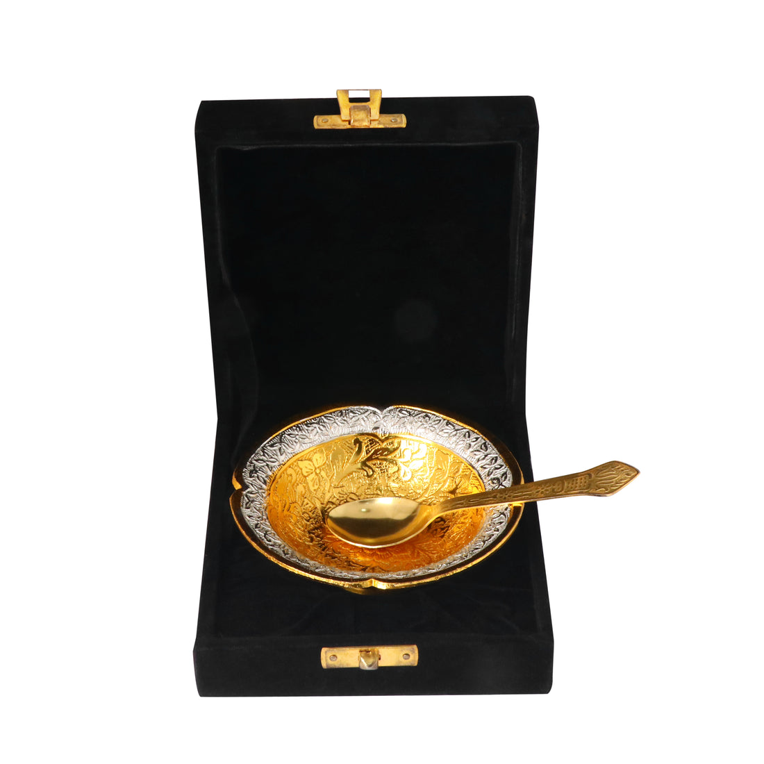 Decorative Embossed Four Face Golden Base Bowl