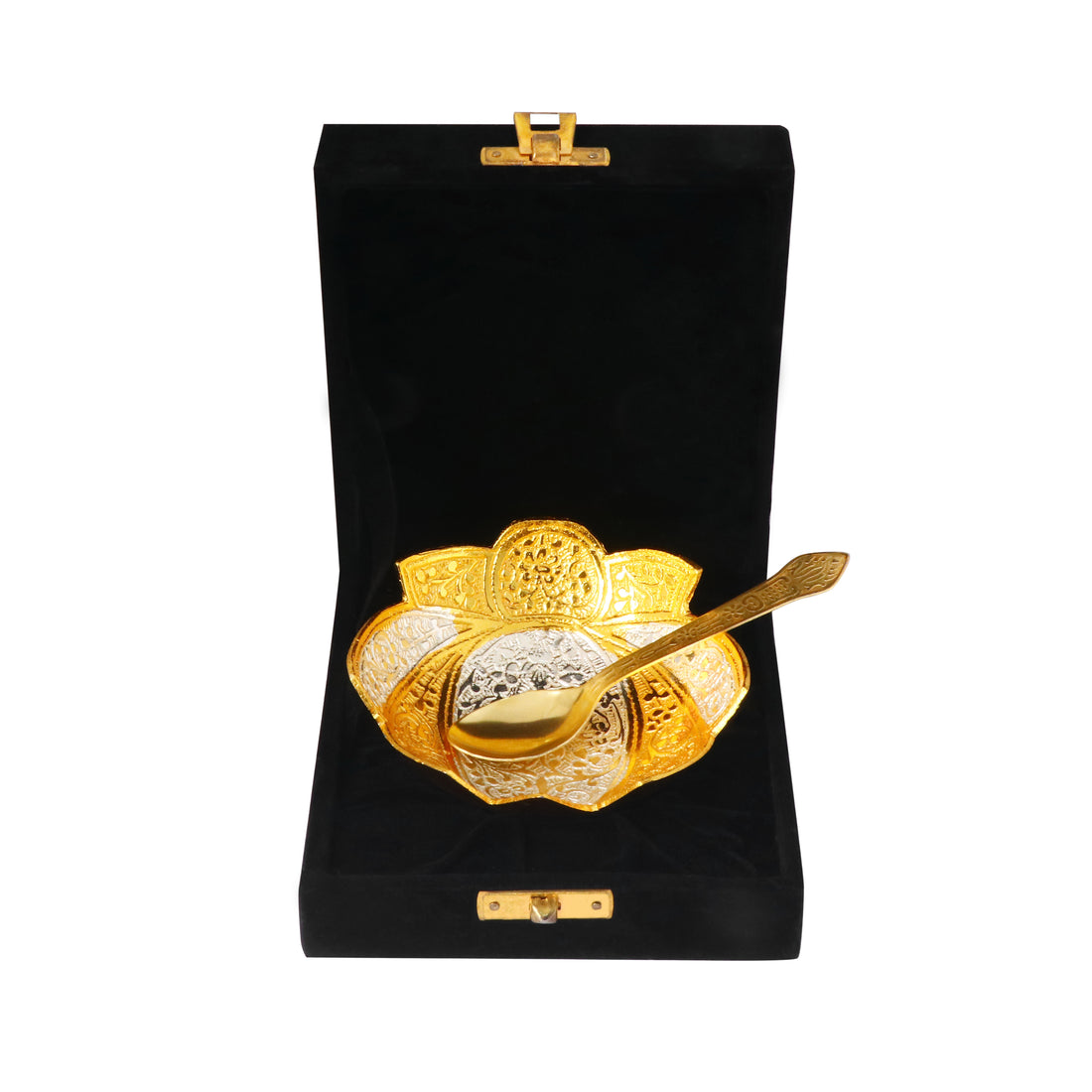 Decorative Embossed Sliver Golden Lotus Bowl