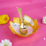 Decorative Embossed Sliver Golden Lotus Bowl