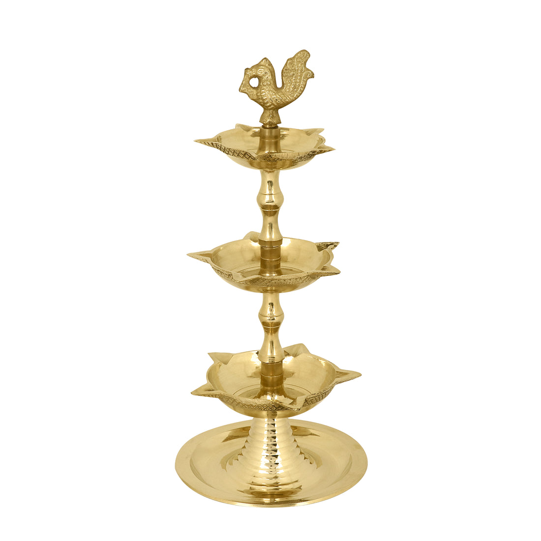 Brass 3 Step Peacock Kerala Diya