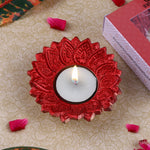 Designer Multicolor Floral Chakra Metal Diya