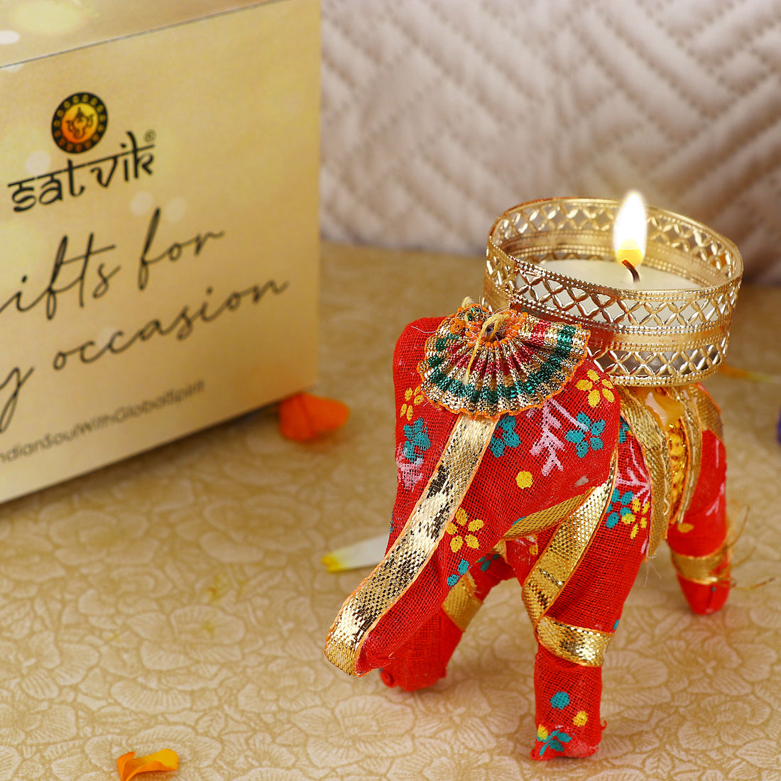 Eye-Catching Handcrafted Elephant Tea Light Holder