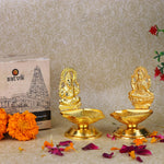 2 Pc Laxmi Ganesha Pair Metal Diya