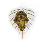 1 Pc Lord Ganesh Face on Leaf Patta Wall Hanging Yellow