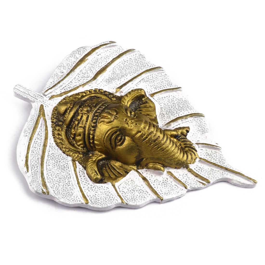 1 Pc Lord Ganesh Face on Leaf Patta Wall Hanging - Blue