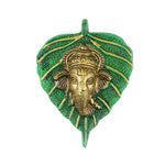 1 Pc Lord Ganesh Face on Leaf Patta Wall Hanging - Blue