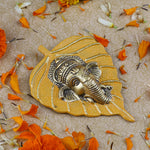 1 Pc Lord Ganesh Face on Leaf Patta Wall Hanging Yellow