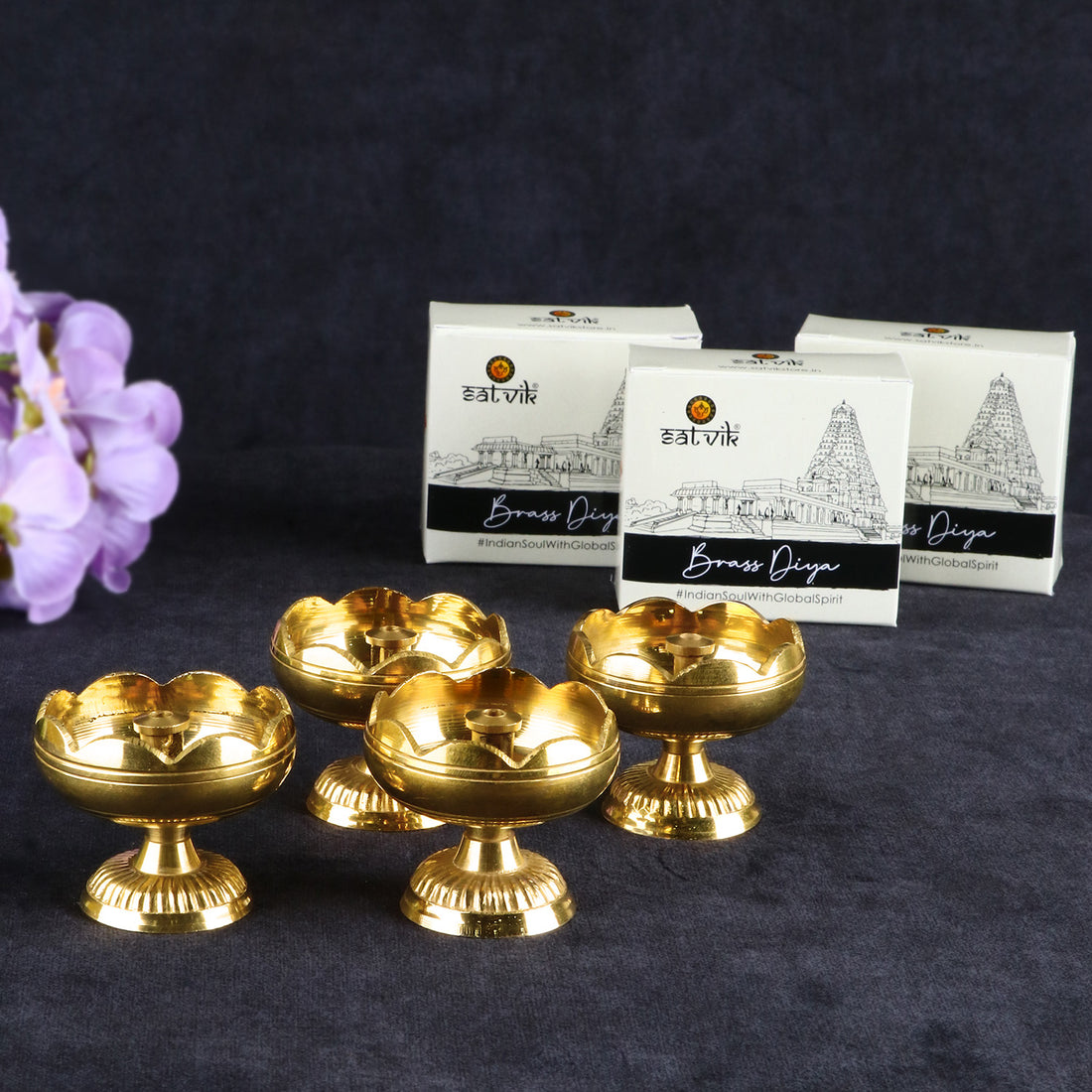 Designer Pure Brass Diya (Small)