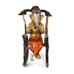 4.5 Inch Pure Brass Reading Book Ganesha Statue