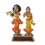 5.9 Inch Gorgeous Radha Rani And Krishna Kanhaiya Colorful Brass Idol