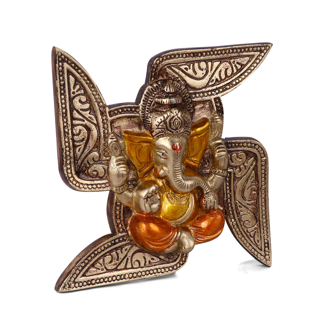 6.9 Inch Eye Catching Pure Brass Ganesh Wall Hanging