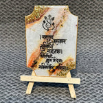 Decorative Ganesha Mantra Frame With Stand Made With Epoxy (White)