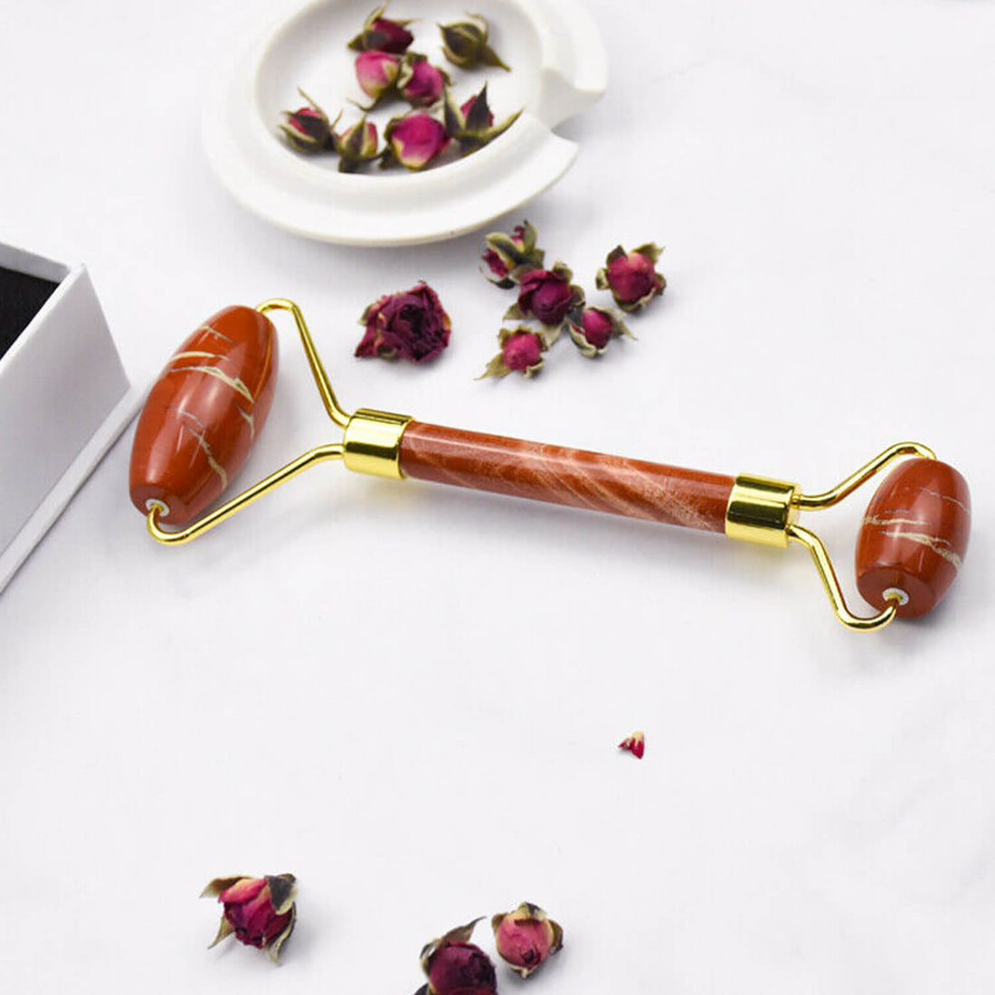 Red Jasper Face Roller with Gua Sha – Grounding & Skin Vitality