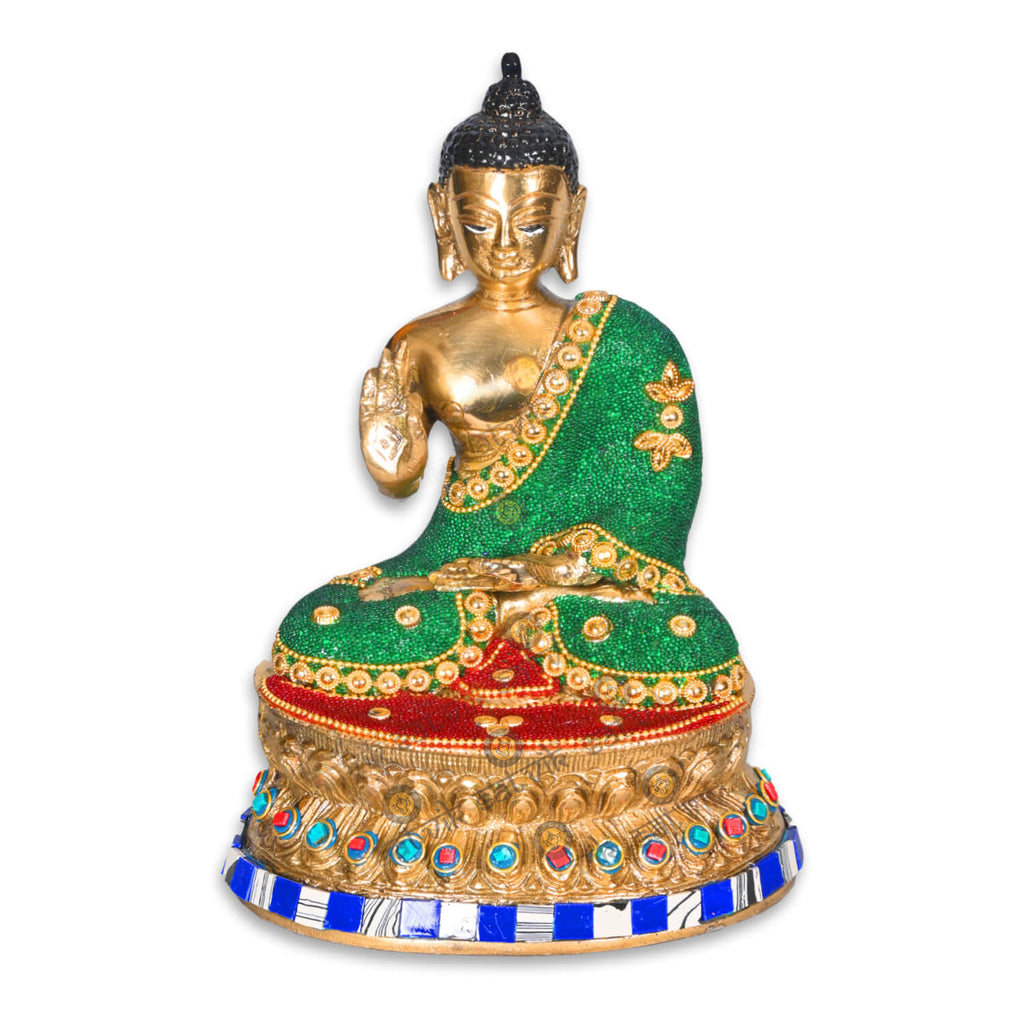 Brass Gautam Buddha Idol with Stone Finish Puja Store Online Pooja Items Online Puja Samagri Pooja Store near me www.satvikstore.in