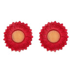 Floral Chakra Metal Diya in Red Color (Pack of 2)