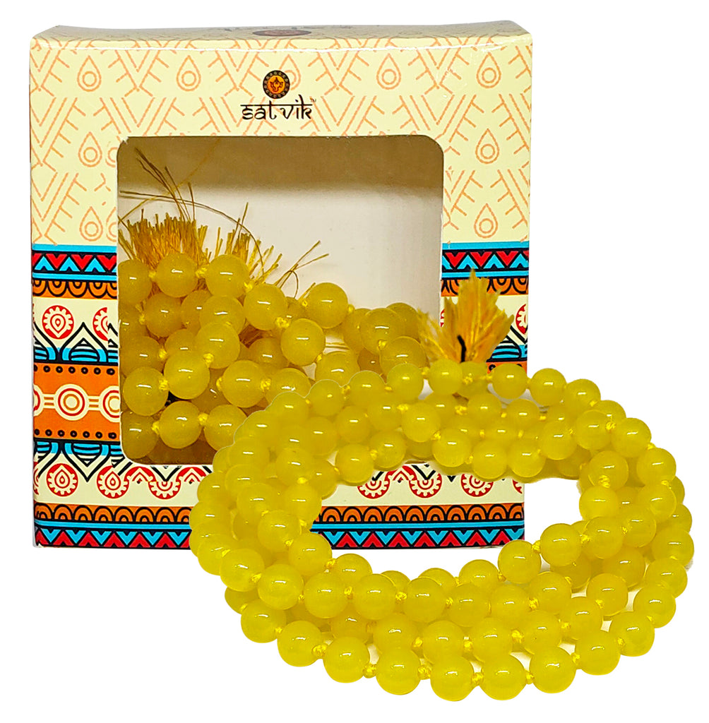 Agate Hakik Mala (Yellow) Puja Store Online Pooja Items Online Puja Samagri Pooja Store near me www.satvikstore.in