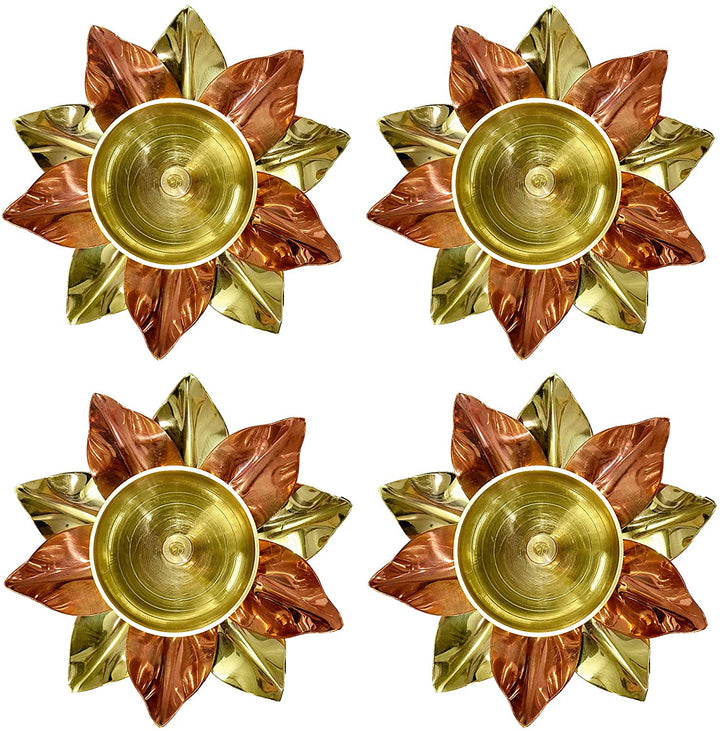 Alluring Brass Copper Lotus Kamal Diya (Small) Puja Store Online Pooja Items Online Puja Samagri Pooja Store near me www.satvikstore.in