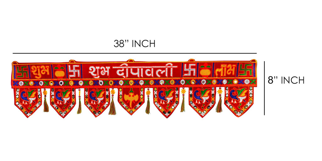 Shubh Deepawali Peacock Toran (Door Valance) Puja Store Online Pooja Items Online Puja Samagri Pooja Store near me www.satvikstore.in